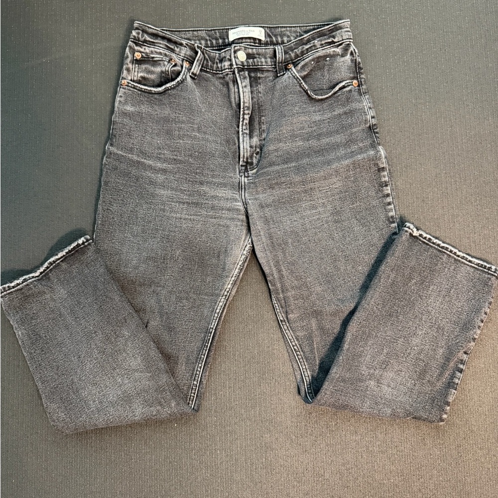 Abercrombie Ankle Straight Ultra High Rise Jeans Womens 29 8 Black Washed